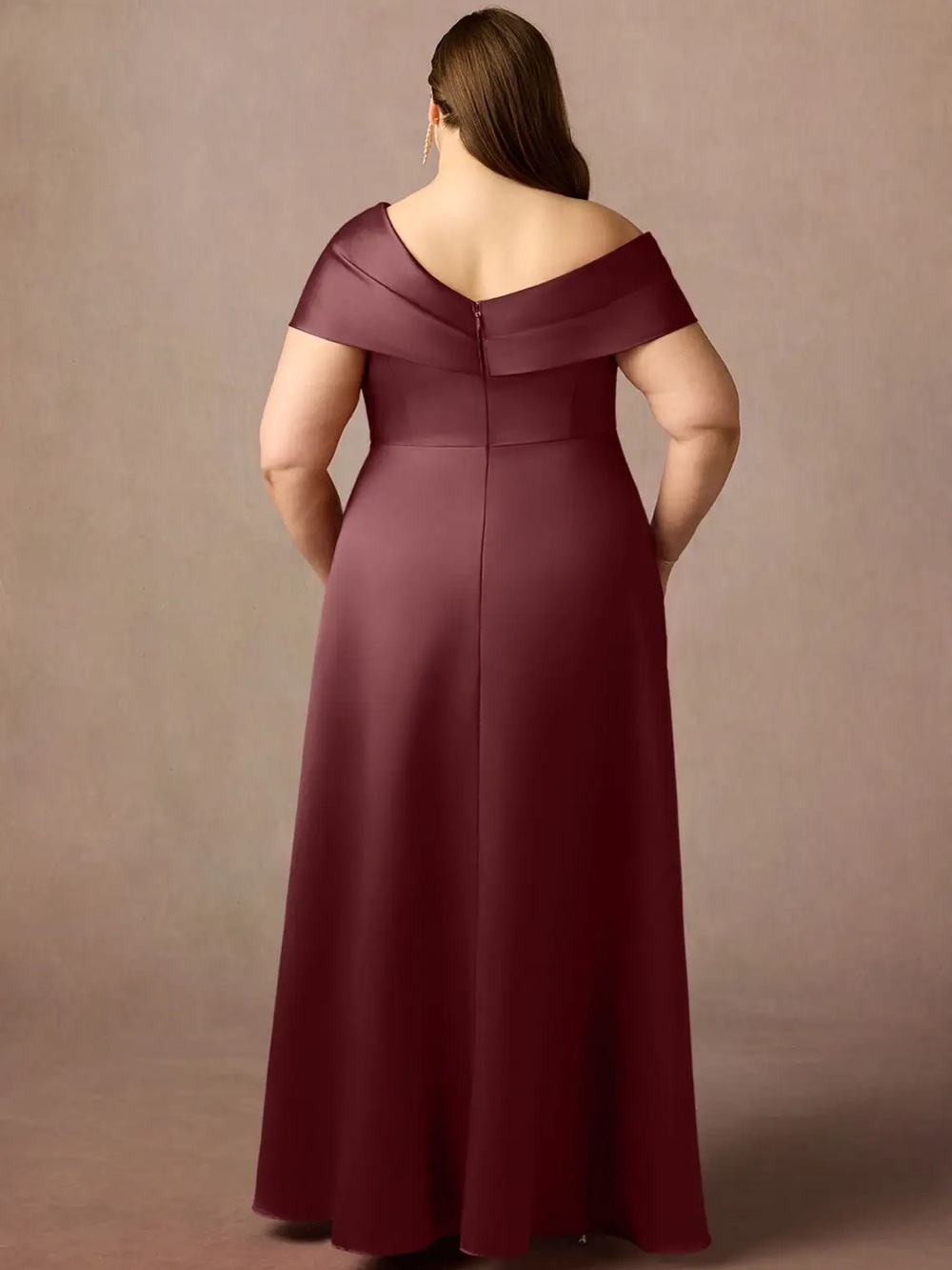 Azazie Marissa One-Shoulder Evening Gown in Cabernet - Picture 4 of 6